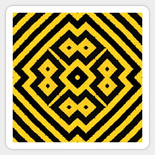 HIGHLY Visible Yellow and Black Line Kaleidoscope pattern (Seamless) 15 Sticker